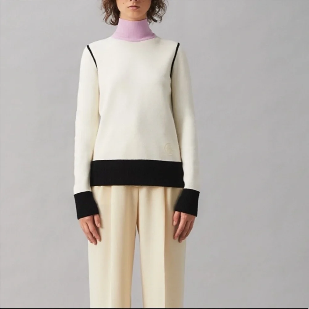 NWT Tory Burch Color-Block Turtleneck XL - Picture 3 of 10